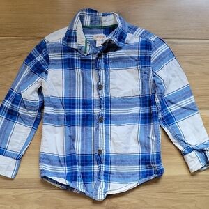 *3/$15* Cat & Jack Blue and White Plaid Button Down Shirt Boys Size XS 4/5